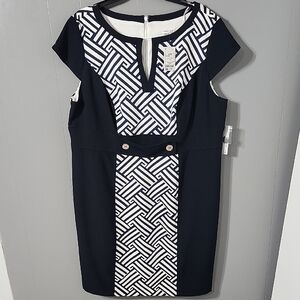Studio One Navy and White Geometric Mini Dress